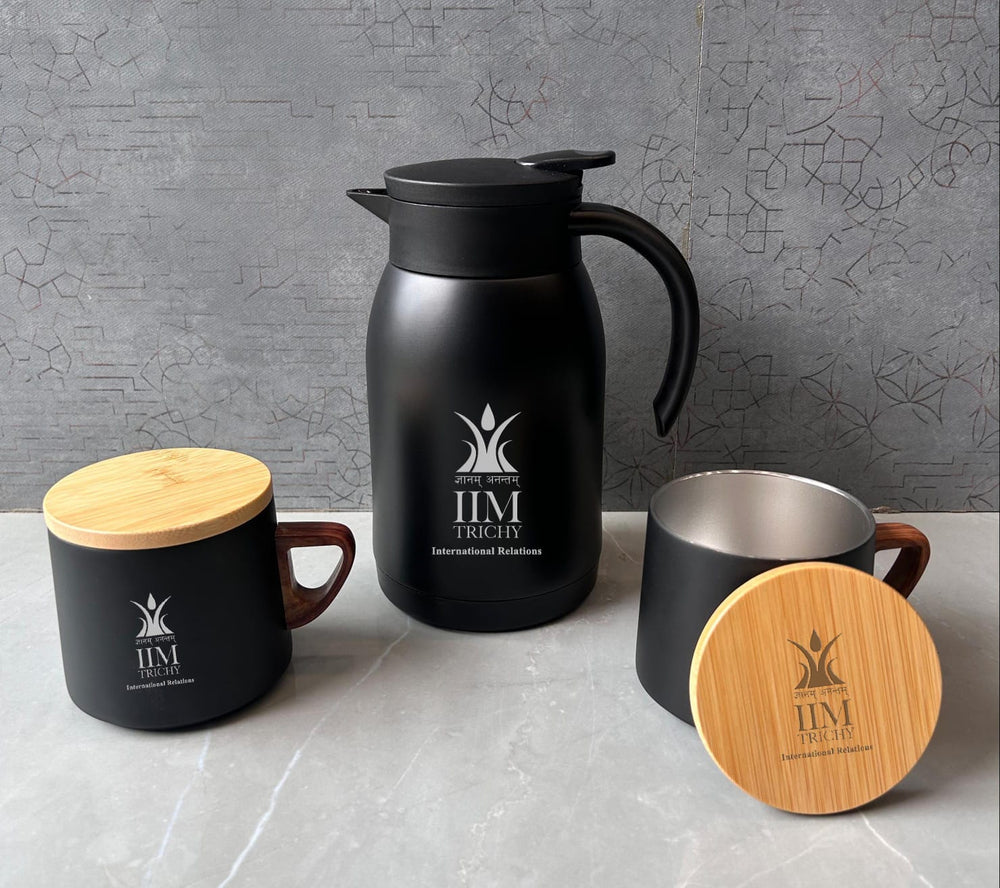 Stainless Steel Kettle and Mugs with Personalized Engraving | Zestpics