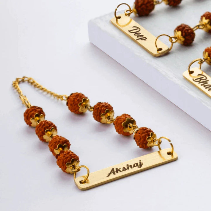 Shop personalized Rudraksha Rakhi for Raksha Bandhan at Zestpics.