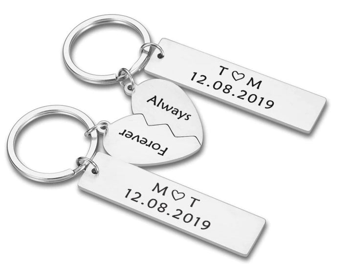 Personalized Matching Keyrings for Couples: Anniversary, Valentine's Day Gift (2 Pcs) | Zestpics