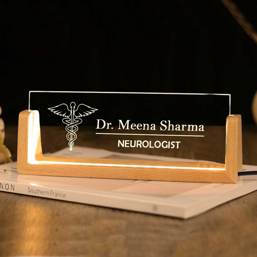 Gift Ideas for Doctors | Personalized Doctor LED Desk Sign | Acrylic Nameplate | Zestpics