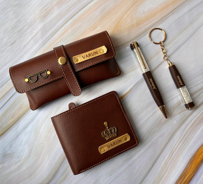 Personalized Father's Day Gift Set: Wallet, Pen, Keychain & Case (₹1499) | Zestpics