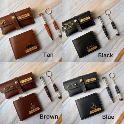 Personalized Father's Day Gift Set: Wallet, Pen, Keychain & Case (₹1499) | Zestpics