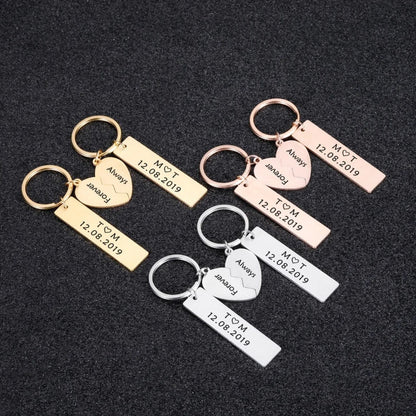 Personalized Matching Keyrings for Couples: Anniversary, Valentine's Day Gift (2 Pcs) | Zestpics