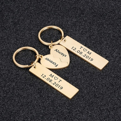 Personalized Matching Keyrings for Couples: Anniversary, Valentine's Day Gift (2 Pcs) | Zestpics