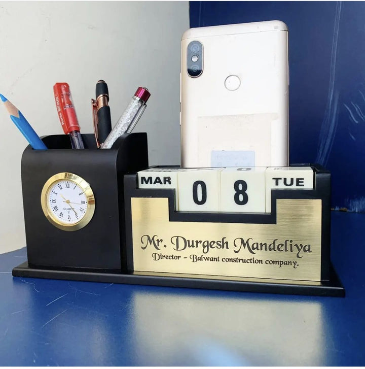 Mobile Clock Pen Stand | Zestpics