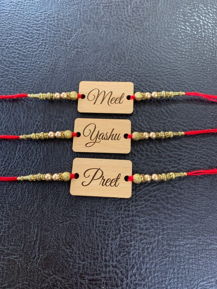 Personalized Name Wooden Rakhi | A Traditional & Meaningful Gift for Raksha Bandhan | Zestpics