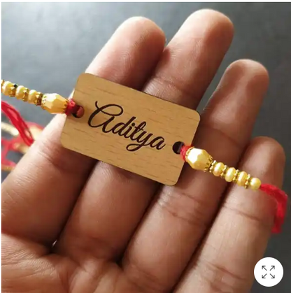 Personalized Name Wooden Rakhi | A Traditional & Meaningful Gift for Raksha Bandhan | Zestpics