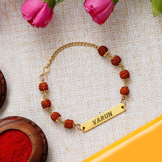 Unique Raksha Bandhan gift: Personalized Rudraksha Rakhi with name | Zestpics