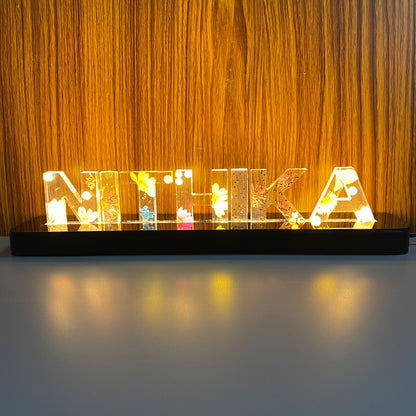 Personalized LED Lamp Stand with Your Name in Resin, Anniversary Gifts | Zestpics