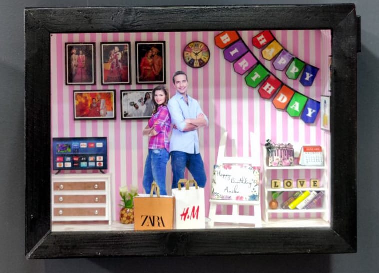 Personalised 3D Miniature Box Photo Frame with LED Lights as Birthday Gifts | Zestpics