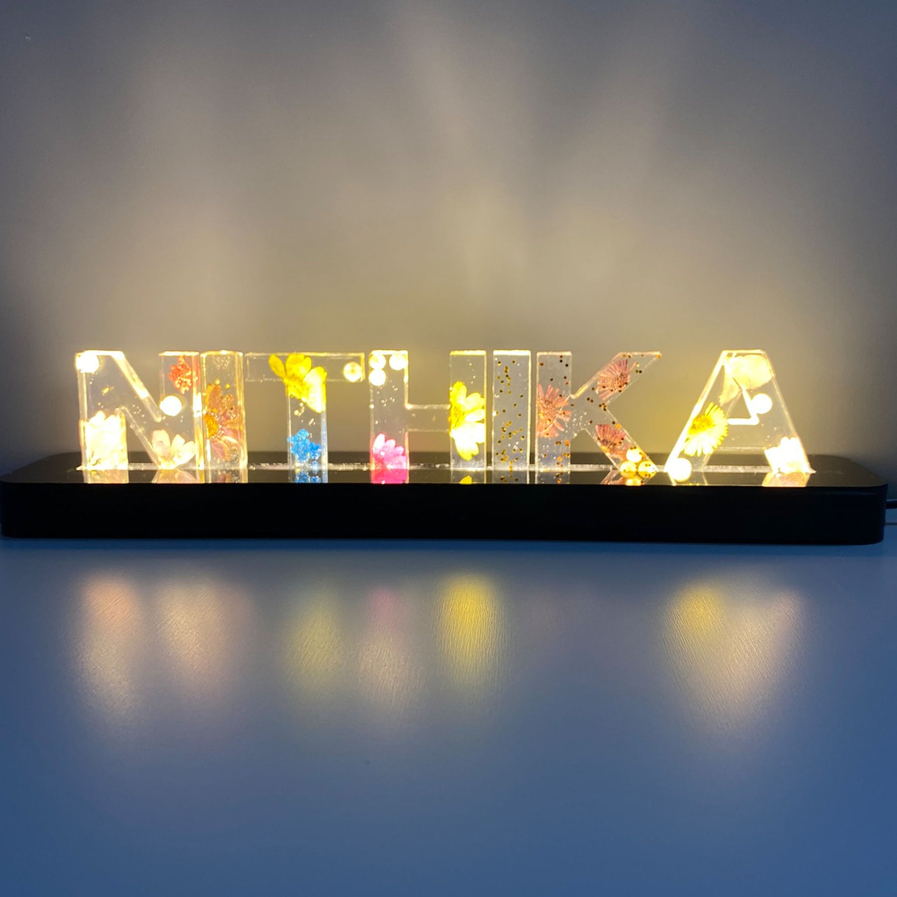 Handcrafted Resin Alphabet Name LED Lamp Stand