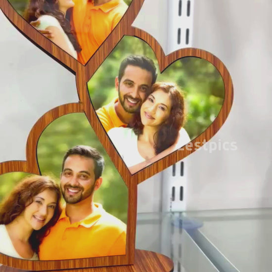 Touch Their Heart: Personalized 3-Photo Heart Frame - Valentine's Day Gift! | Zestpics