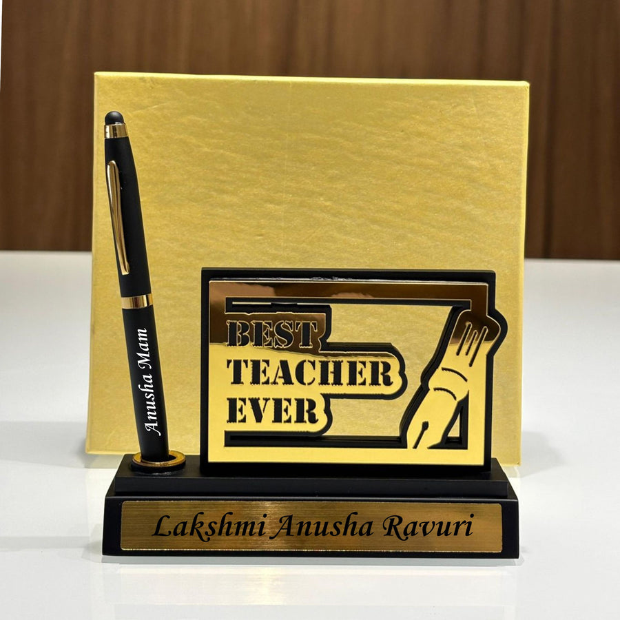 Personalized Teacher Table Stand with Engraved Pen - perfect gift for teacher appreciation | Zestpics