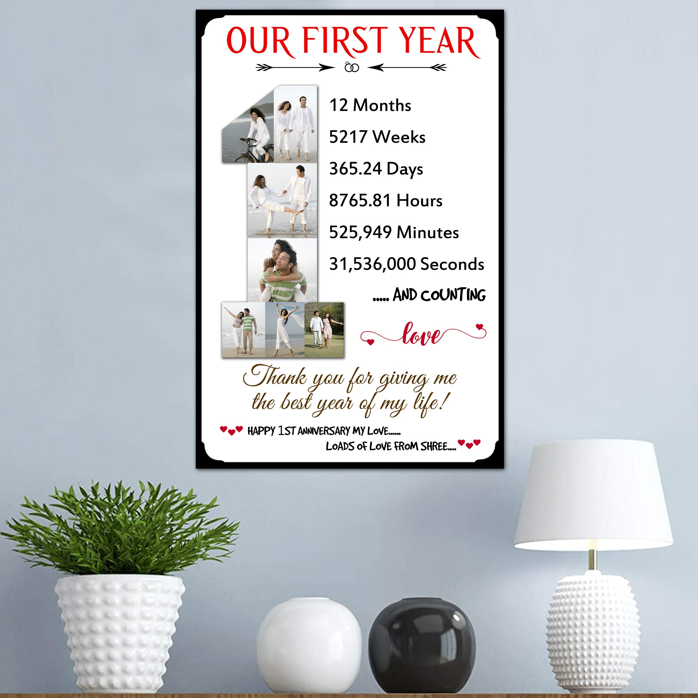 1st Anniversary Gift Custom Photo Canvas, Personalised First Wedding  Anniversary Gifts, 1 Year Married Gift Wife Husband Present