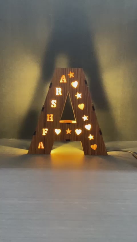 Name in Lights, Personalized Custom Wooden Engraved Name Wall Night Lights | Zestpics