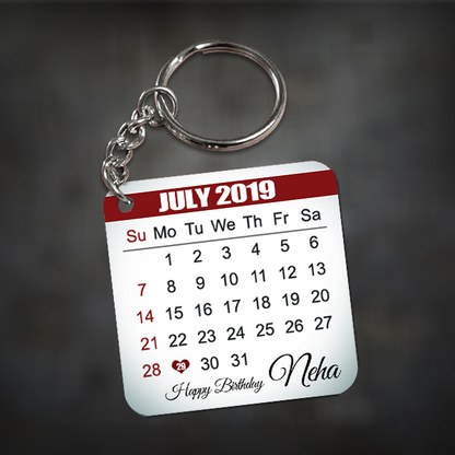 Personalized Calendar Keychain|Date Keychain|Mark your Calendar Keychain