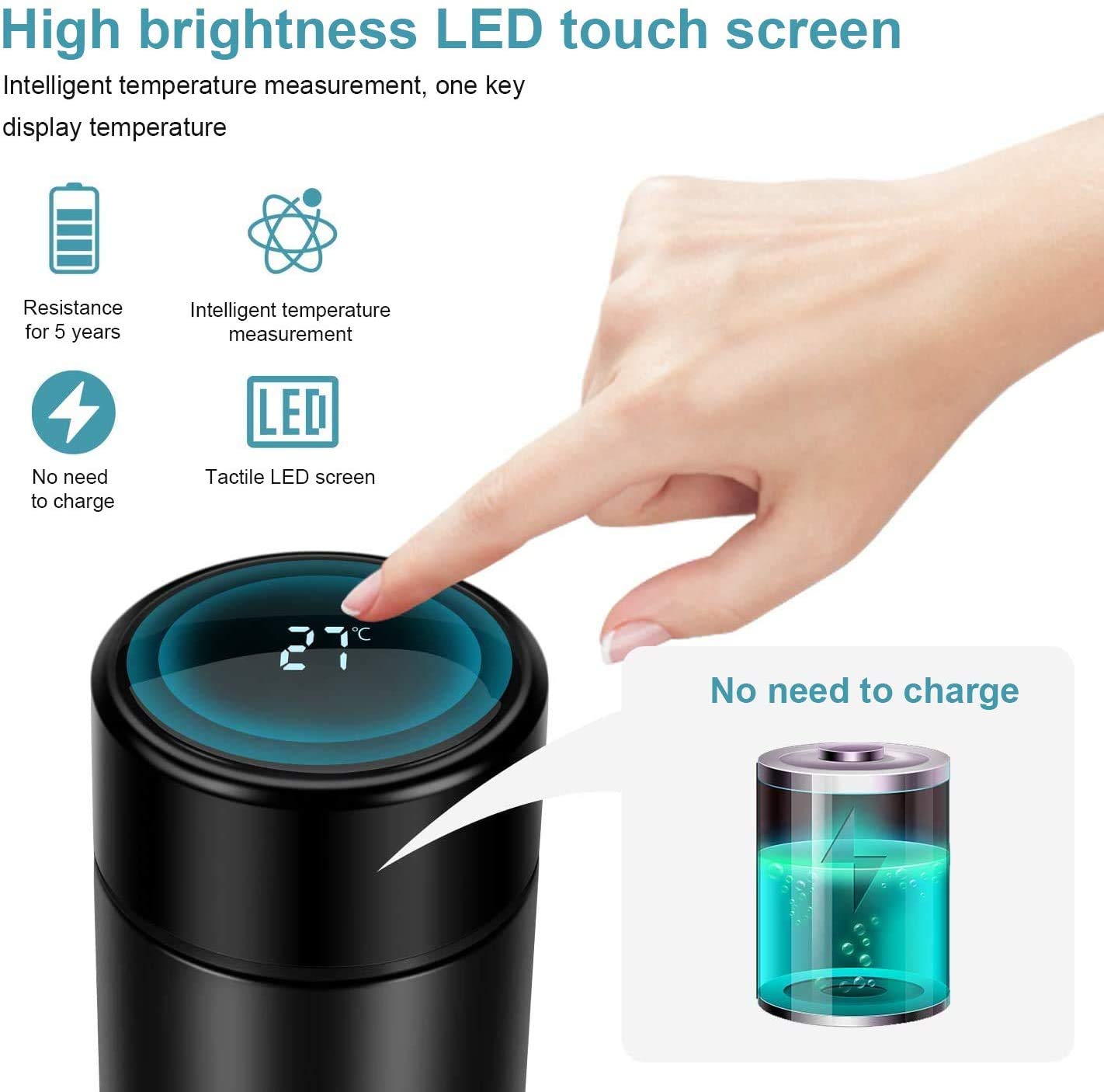 Smart Water Bottle with LED Temperature Display | Perfect for Hot and Cold Drinks | Zestpics