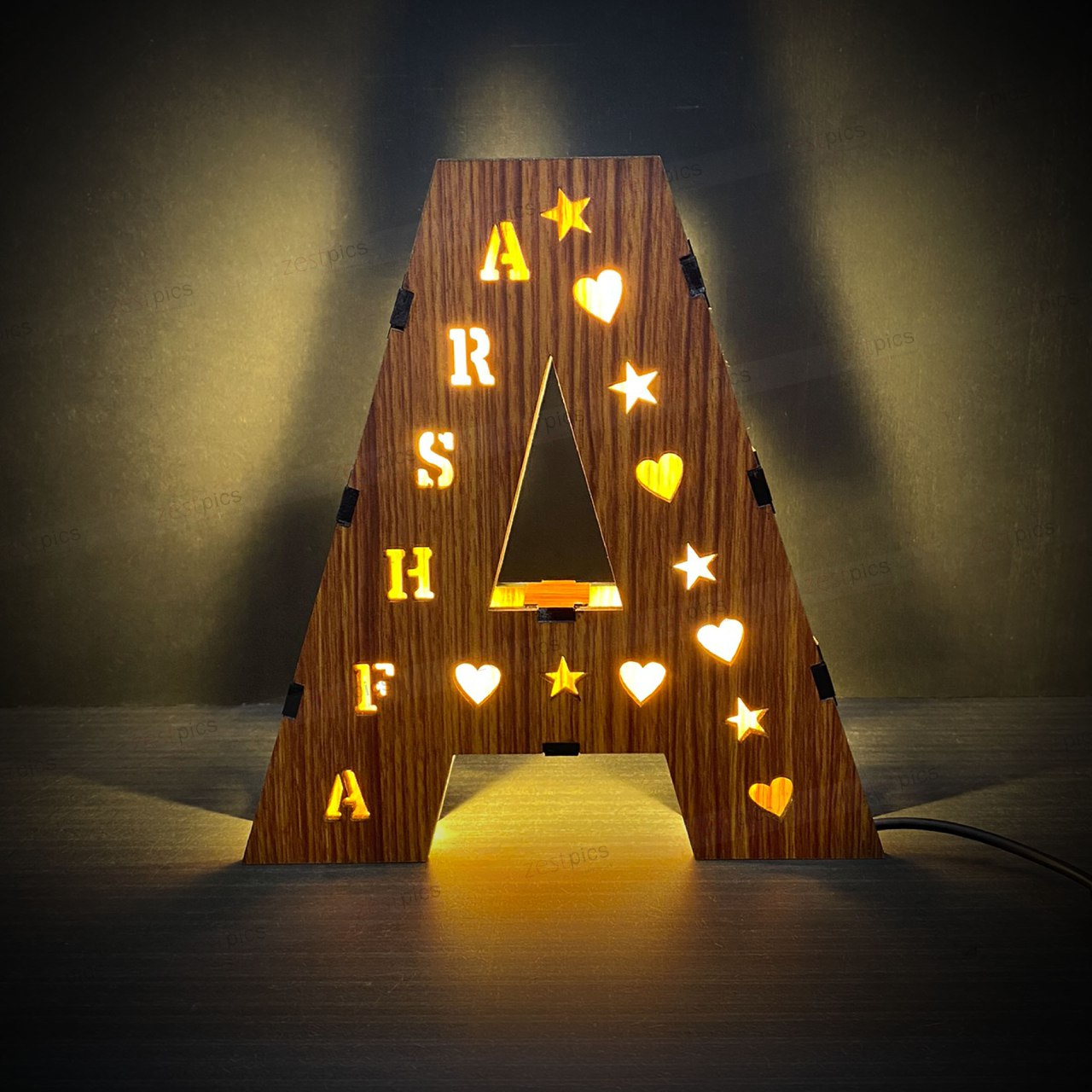 Name in Lights, Personalized Custom Wooden Engraved Name Wall Night Lights | Zestpics