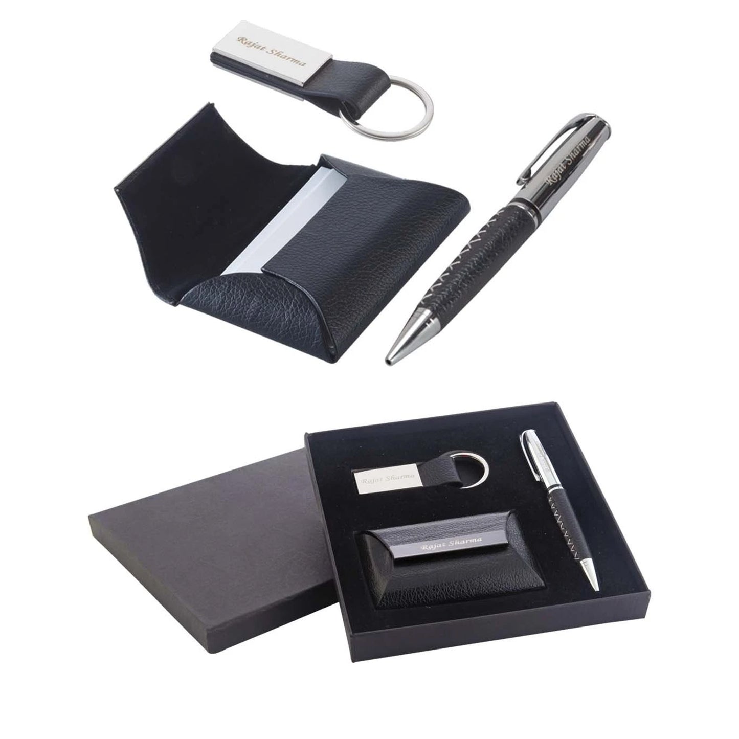 Mens Gift Set | Leather Mens Card Holder, Pen, Keychain | Zestpics