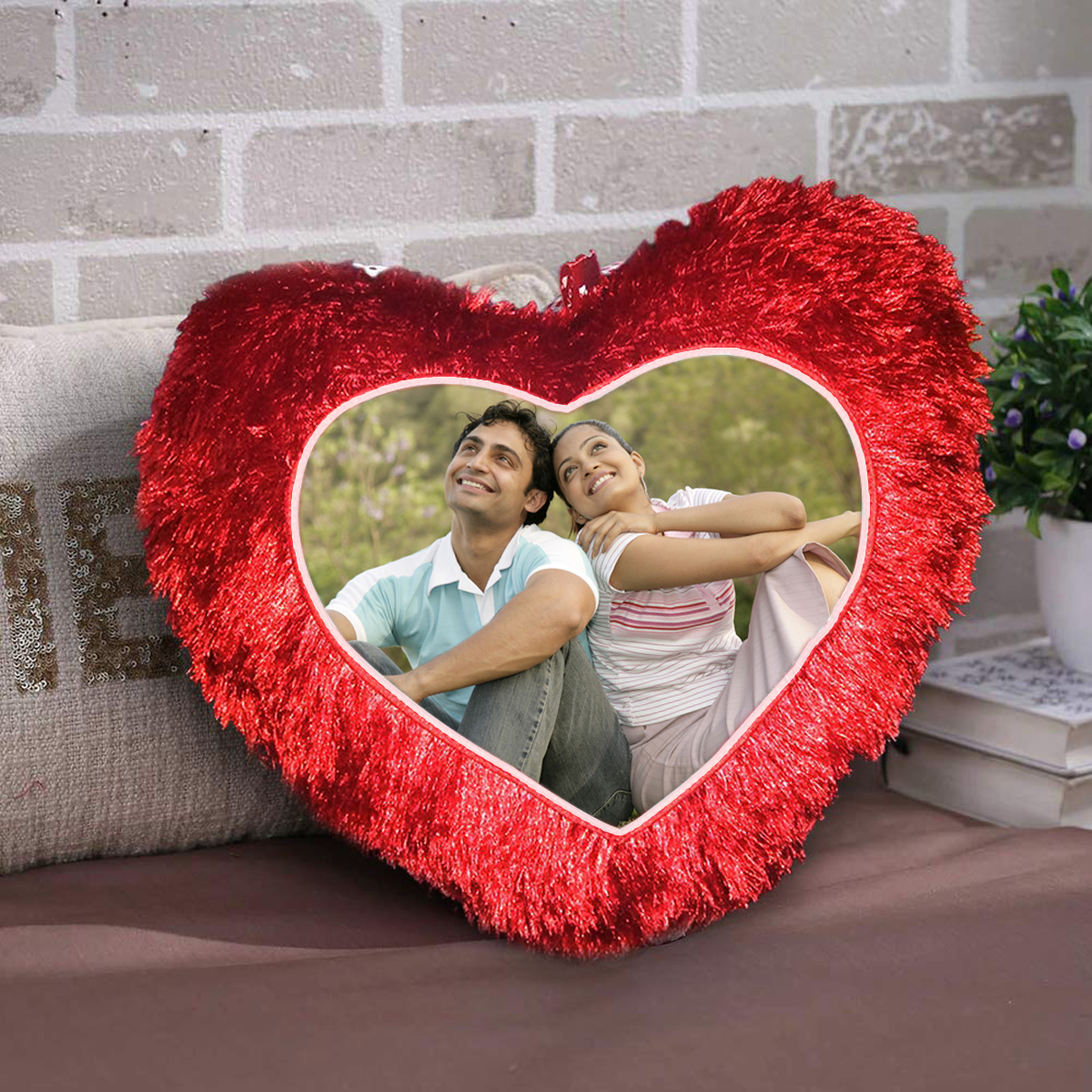 Valentines gifts for her, Buy personalised heart shaped cushion | Buy custom photo heart pillow online
