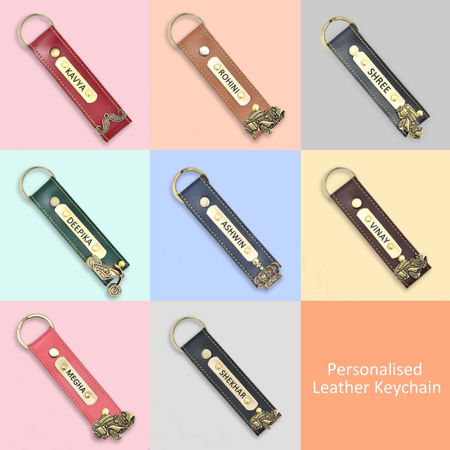 Personalised Leather Keychain (Grey)