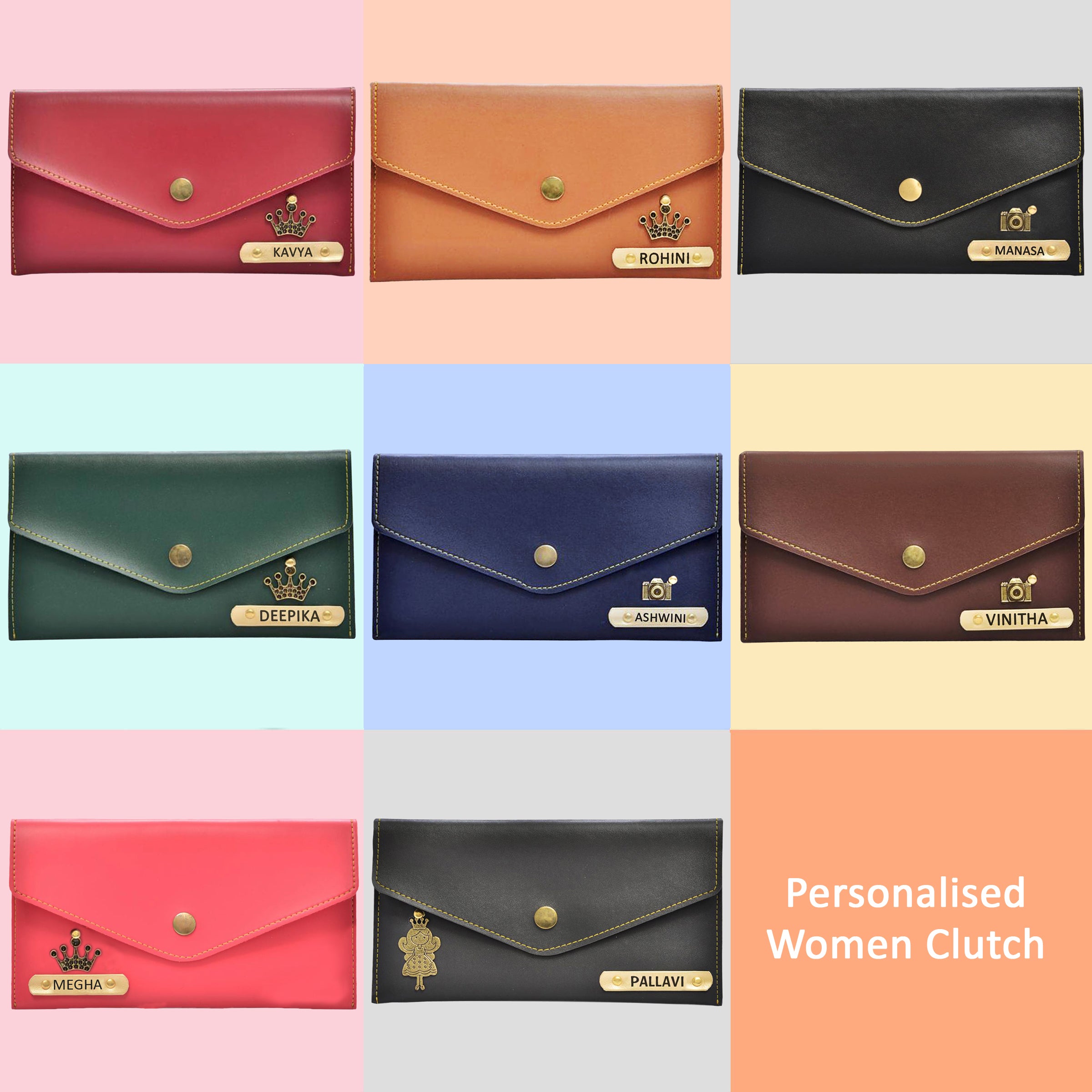 Women Long Wallet, Crown Tri-Fold Ladies Clutch, Solid Color Button Purse -  Walmart.com
