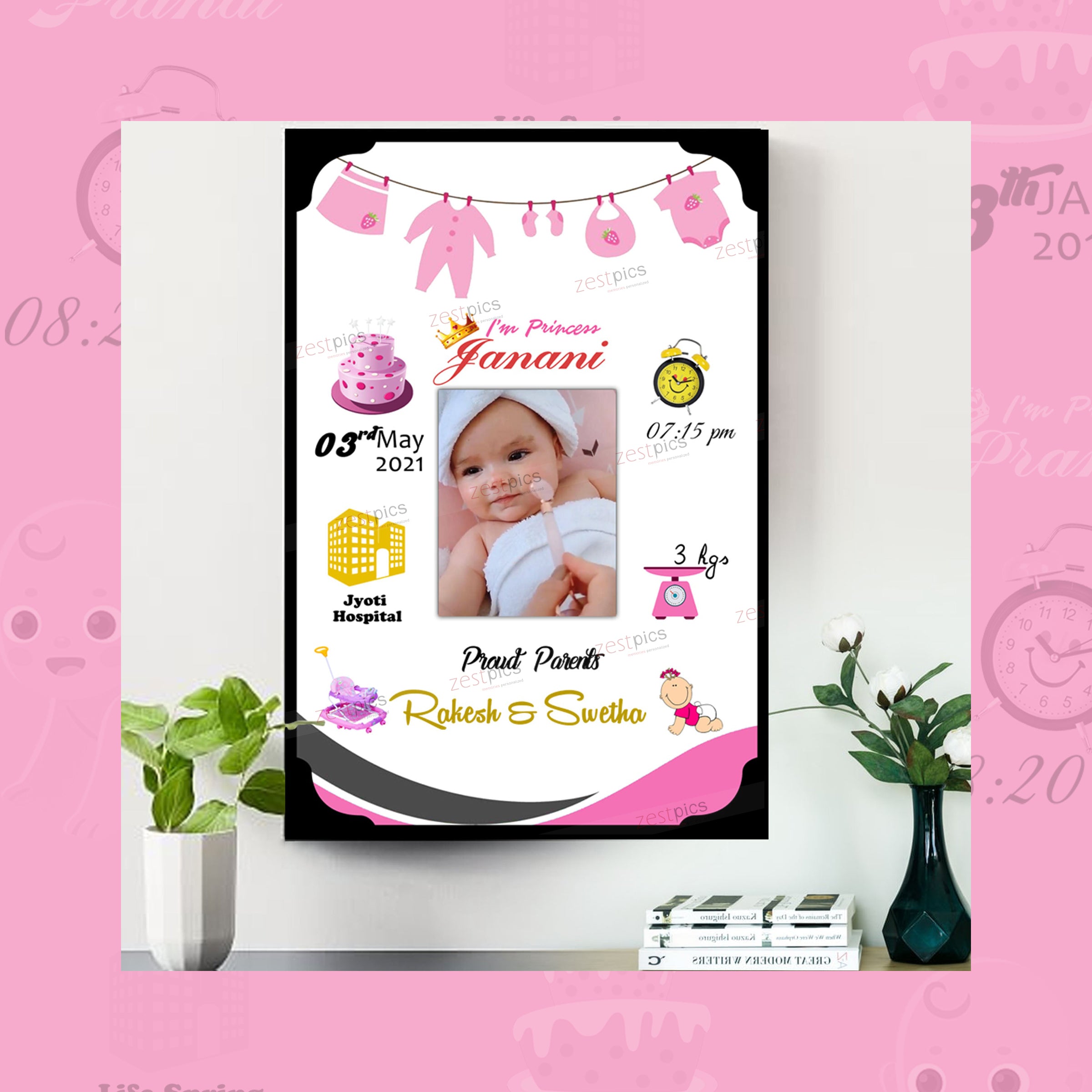 Personalized Baby Birth Frame Version-8 | A2ZEEGIFTS