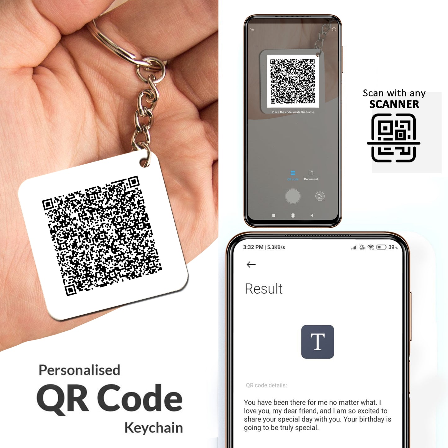 Buy Personalized QR Code Keychain | QR Code Keychains online |Zestpics