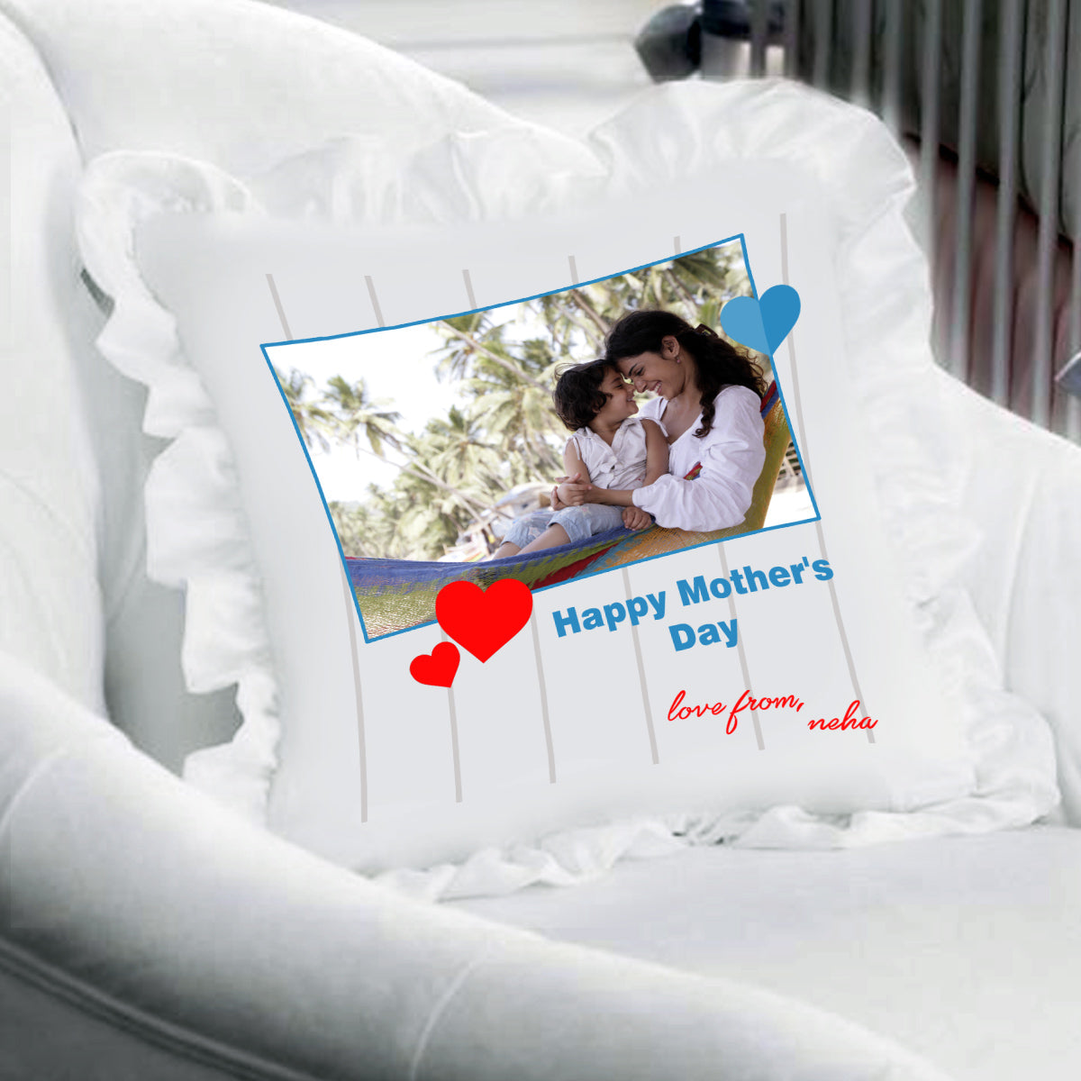 This Father's Day Buy Turquoise Printed Photo Personalized Cushion – crazy  corner