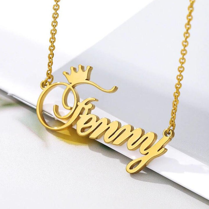 Gold Plated Crown Name Necklace