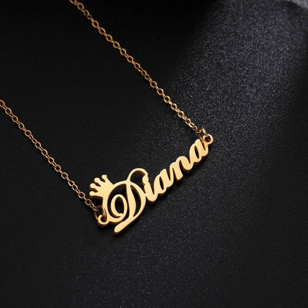 Gold Plated Crown Name Necklace